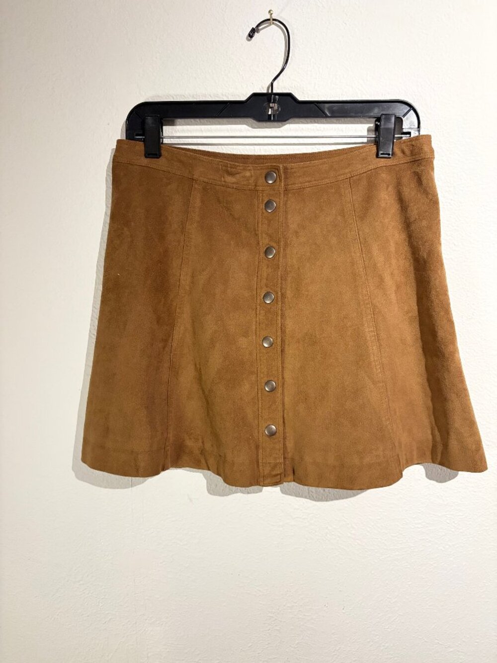 Abercrombie & Fitch Brown Faux-Suede Snap-Front Mini Skirt 70 Style Boho 8
